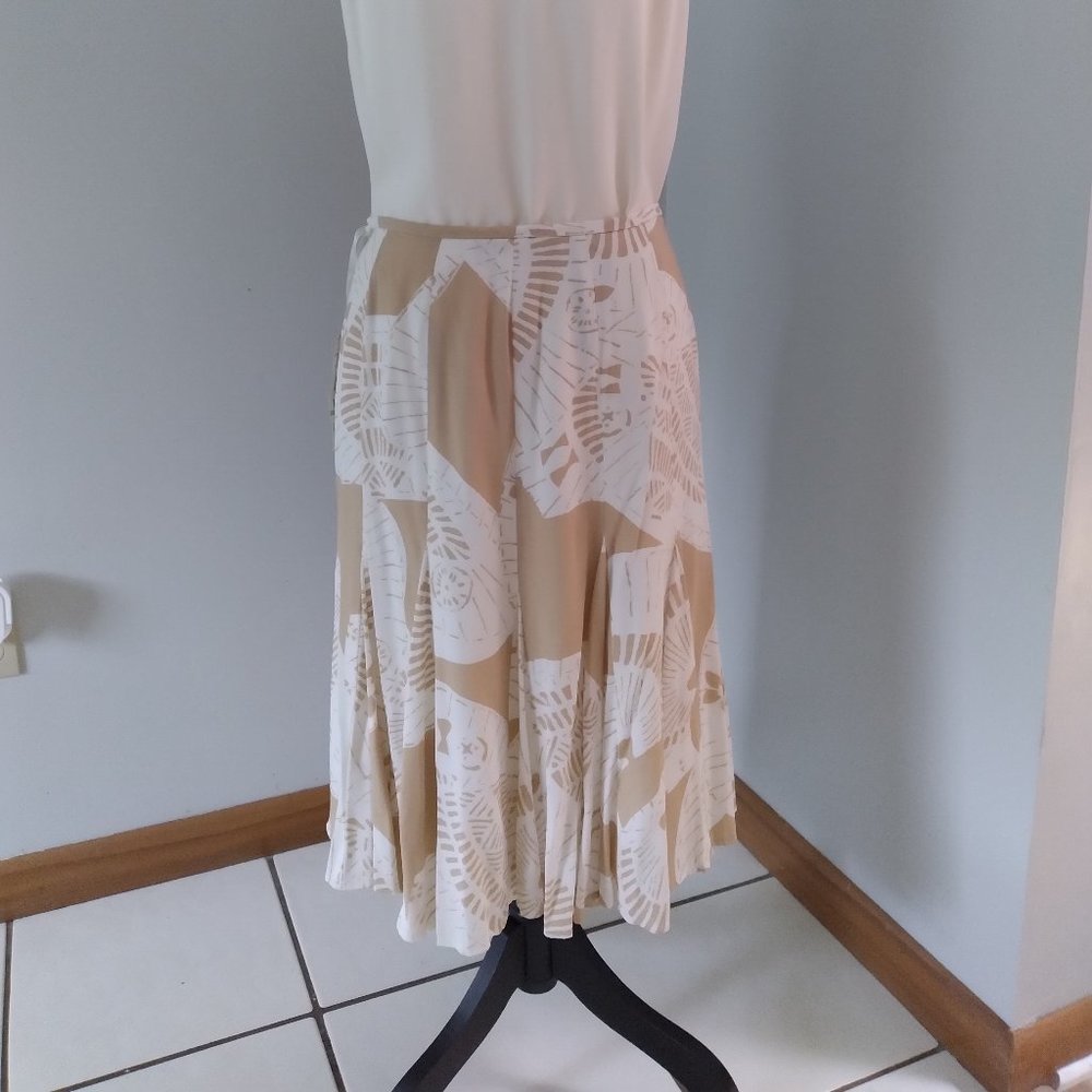 Kasper Cream & Tan Print Skirt New with Tags